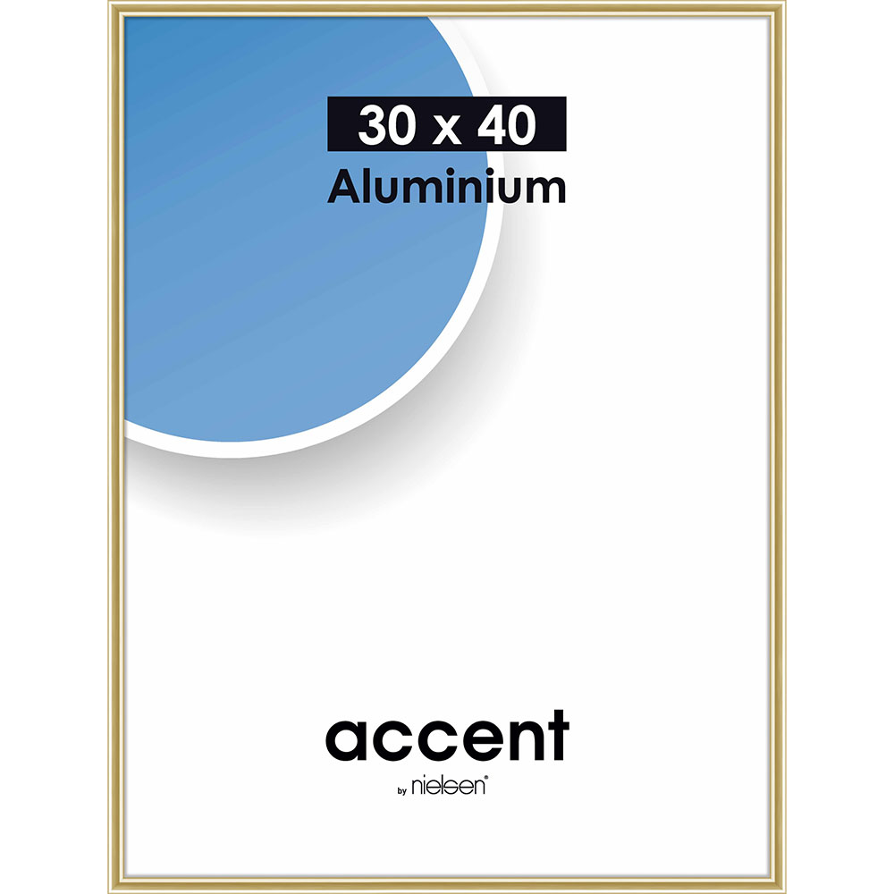 Aluminiumram Accent 30x40 cm | guld blank | Standardglas