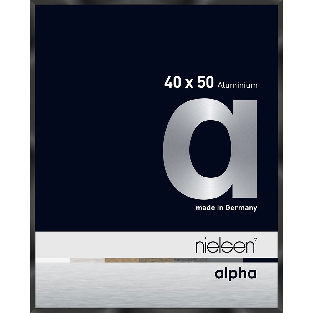 Aluminiumram profil alpha 40x50 cm | Eloxal svart blank | ClearColour UV92 (Antireflex)