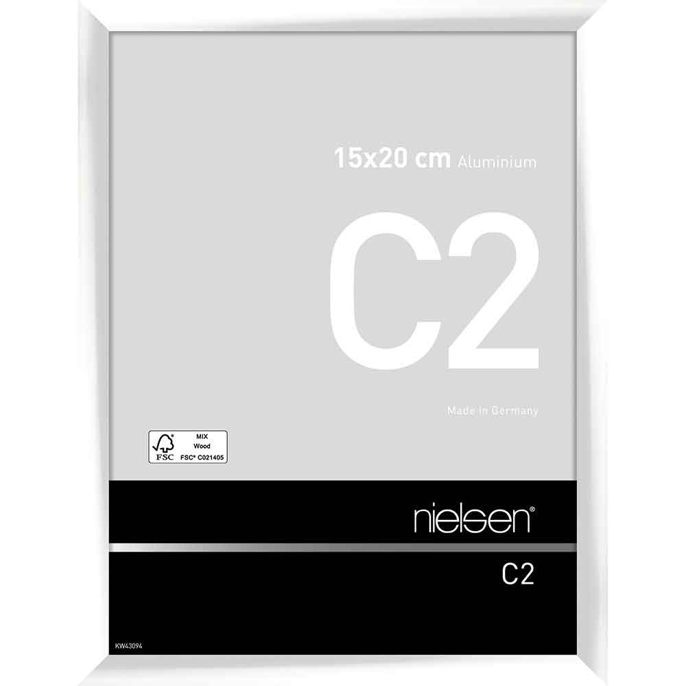 Fotoram C2 15x20 cm | vit blank | Standardglas