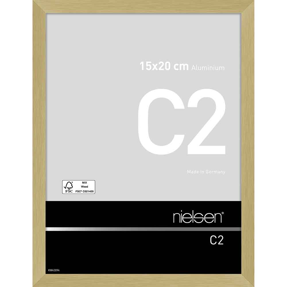 Fotoram C2 15x20 cm | struktur guld matt | Standardglas