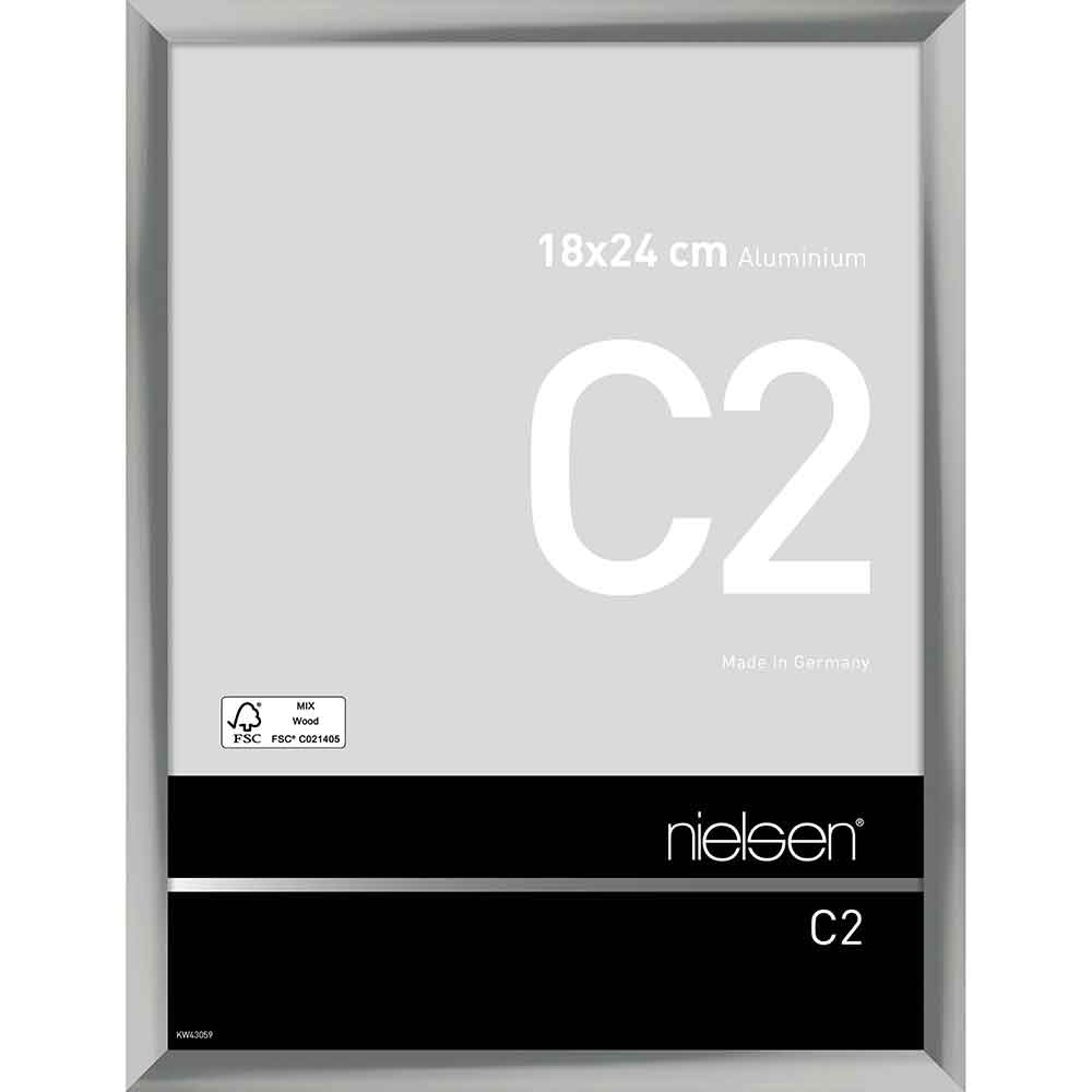Fotoram C2 18x24 cm | silver blank | Standardglas