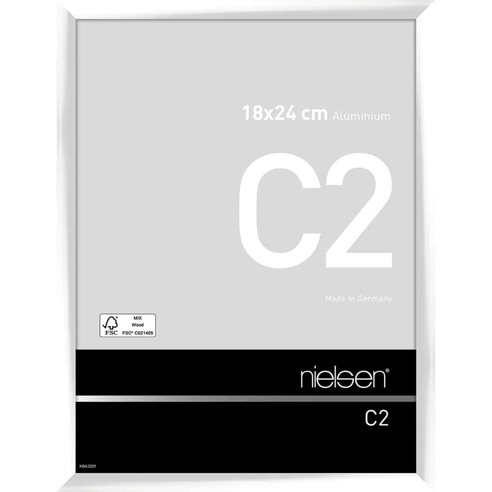 Fotoram C2 18x24 cm | vit blank | Standardglas