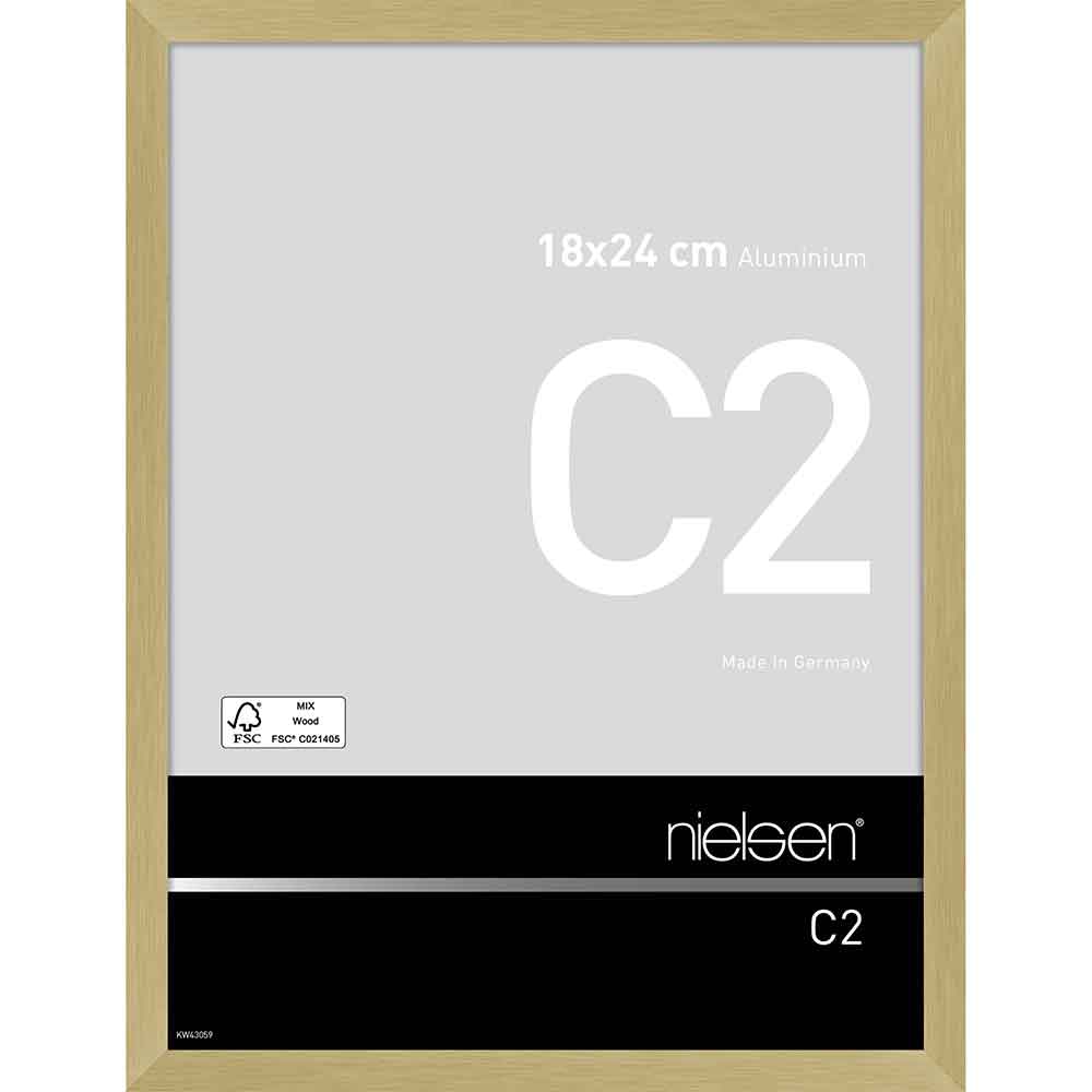 Fotoram C2 18x24 cm | struktur guld matt | Standardglas