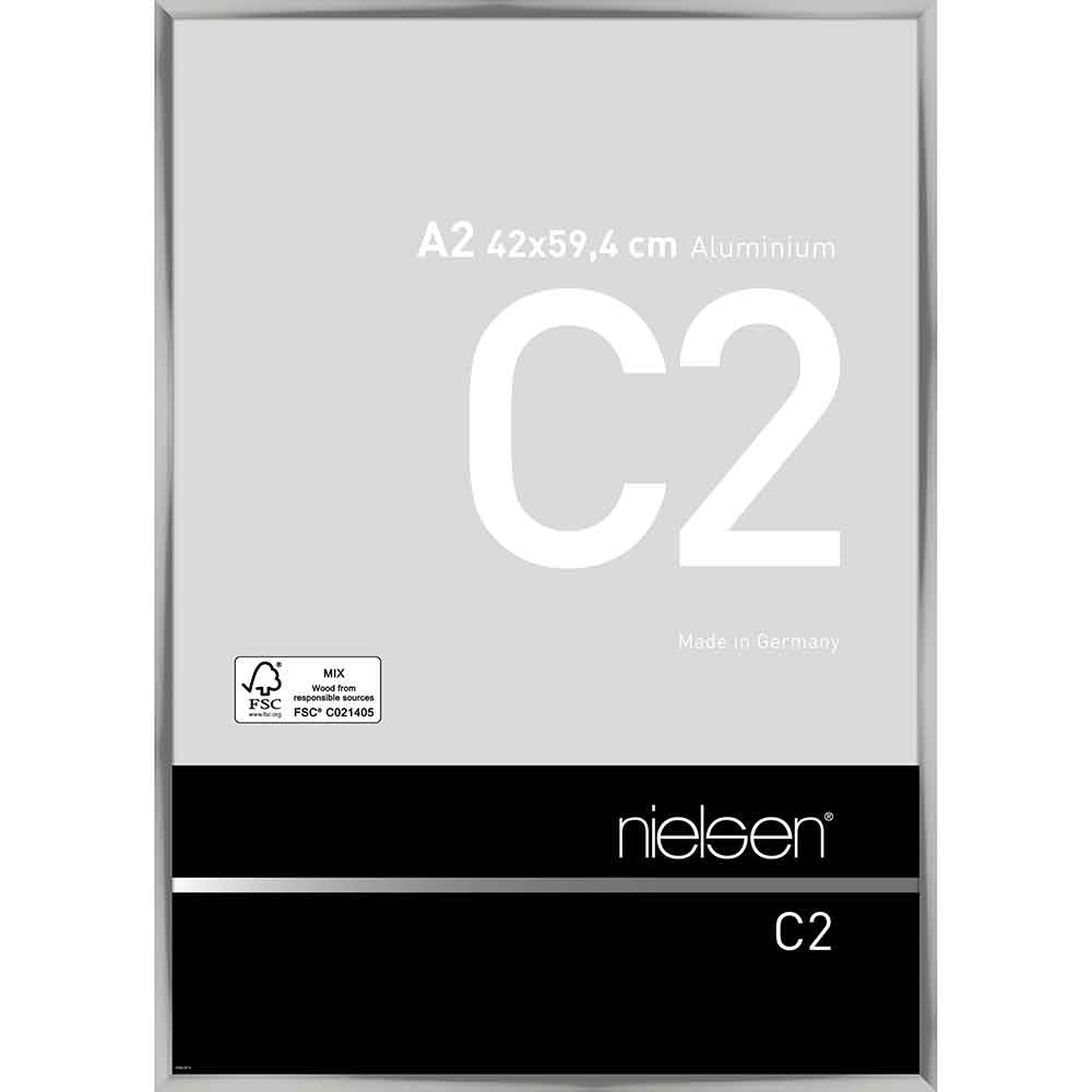 Aluminiumram C2 42x59,4 cm (A2) | silver blank | Standardglas