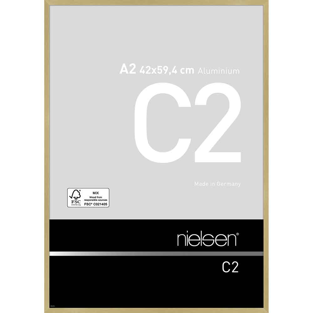 Aluminiumram C2 42x59,4 cm (A2) | struktur guld matt | Standardglas