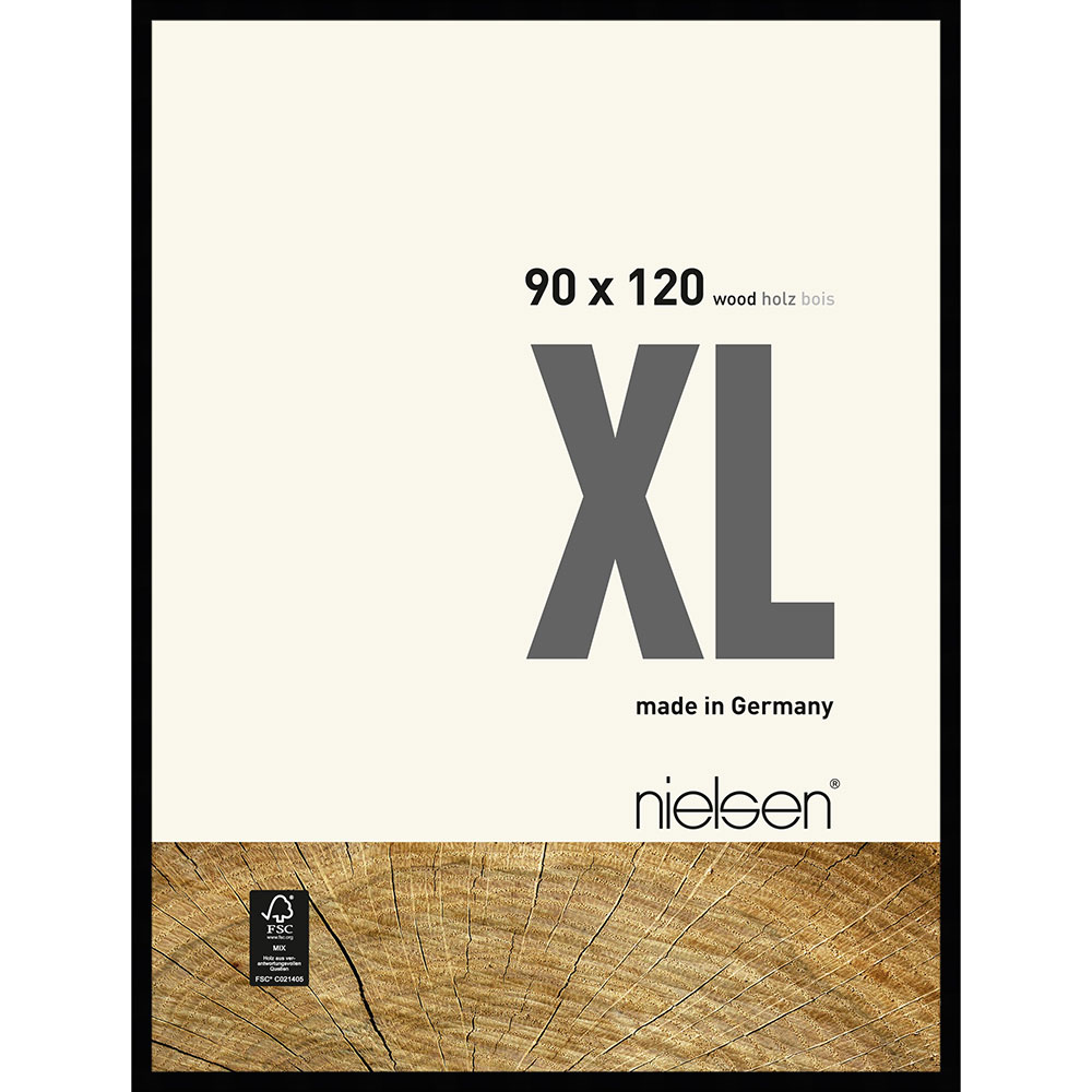 Träram Quadrum XL 90x120 cm | svart | Standardglas