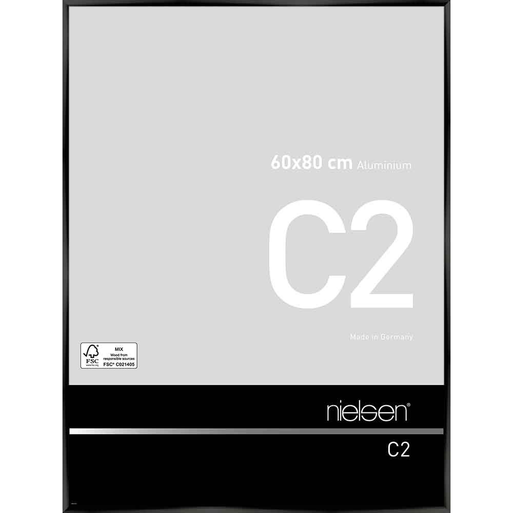 Aluminiumram C2 60x80 cm | Eloxal svart blank | Standardglas